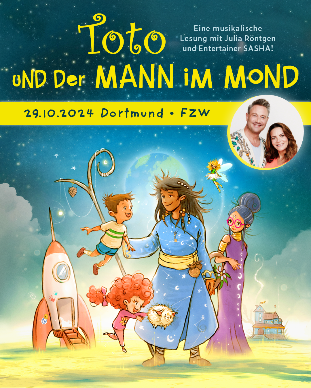 Toto und der Mann im Mond - Musikalische Lesung mit Julia Röntgen & SASHA im FZW in Dortmund 2024.